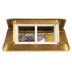 Legrand Incara - Pop-up à encastrer dans le sol et à équiper de 4 modules avec couvercle finition Laiton brossé - Réf : 054016