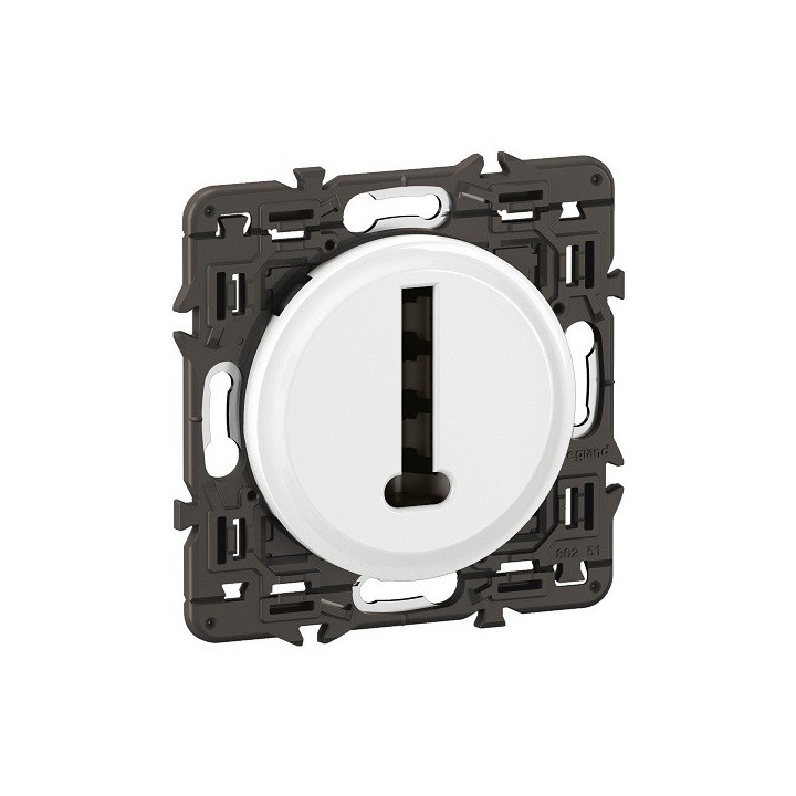 Legrand Céliane - Prise téléphone 8 contacts en T - Blanc avec support - à équiper d'une plaque- Réf : CB0338-SP
