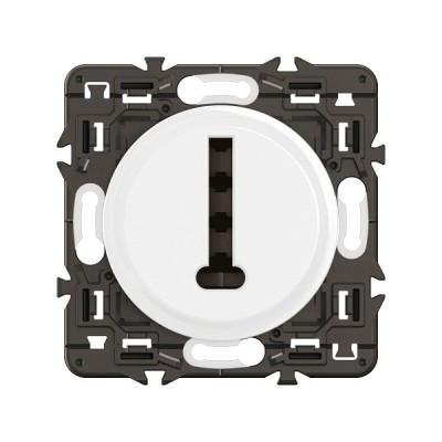 Legrand Céliane - Prise téléphone 8 contacts en T - Blanc avec support - à équiper d'une plaque- Réf : CB0338-P