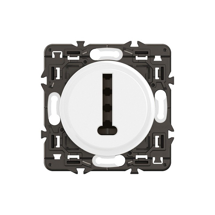 Legrand Céliane - Prise téléphone 8 contacts en T - Blanc avec support - à équiper d'une plaque- Réf : CB0338-P