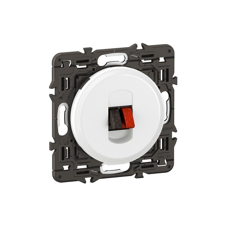 Legrand Céliane - Prise haut-parleur - Blanc avec support - à équiper d'une plaque - Réf : CB0311-SP
