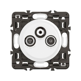 Legrand Céliane - Prise TV R-SAT compatible DAB+ - Blanc avec support - à équiper d'une plaque - Réf : CB0388