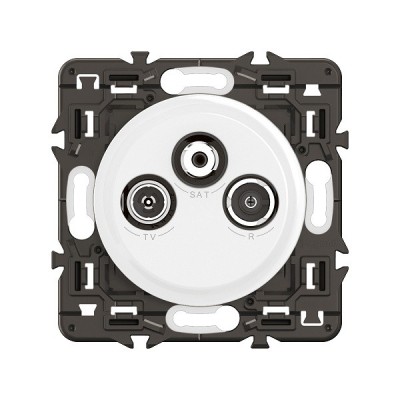 Legrand Céliane - Prise TV R-SAT compatible DAB+ - Blanc avec support - à équiper d'une plaque - Réf : CB0388