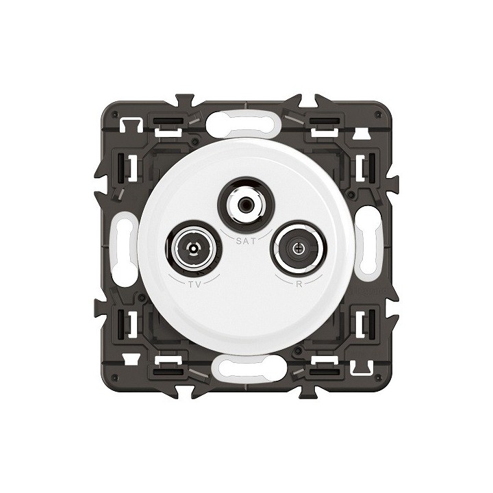 Legrand Céliane - Prise TV R-SAT compatible DAB+ - Blanc avec support - à équiper d'une plaque - Réf : CB0388