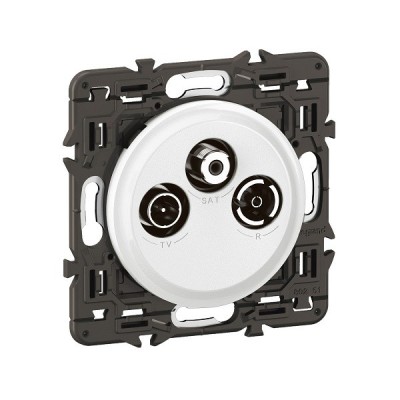 Legrand Céliane - Prise TV R-SAT compatible DAB+ - Blanc avec support - à équiper d'une plaque - Réf : CB0388-SP