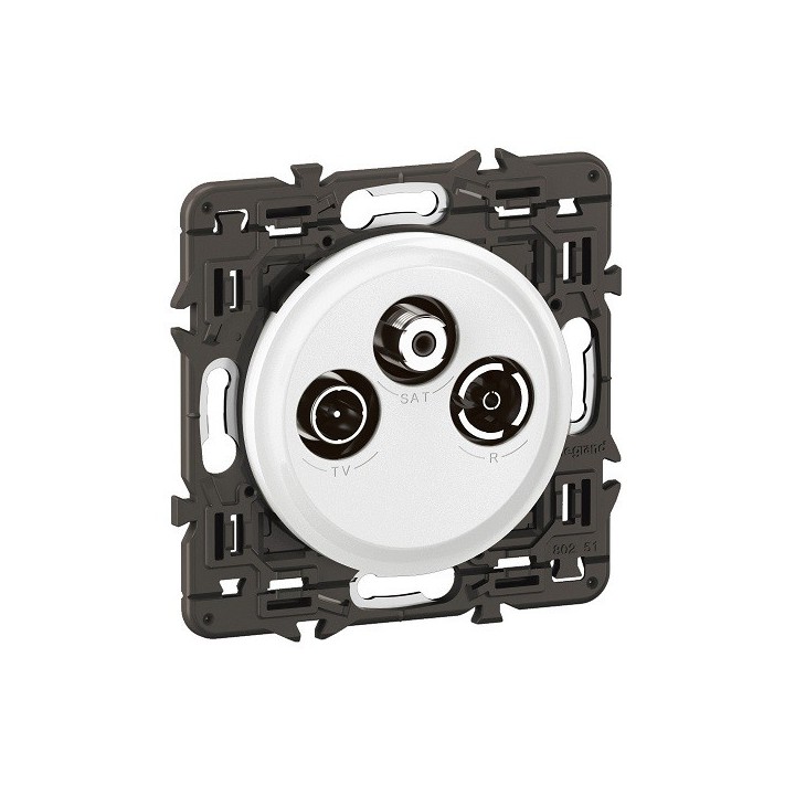 Legrand Céliane - Prise TV R-SAT compatible DAB+ - Blanc avec support - à équiper d'une plaque - Réf : CB0388-SP