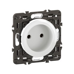Legrand Céliane - Prise de courant sans terre - Blanc avec support - à équiper d'une plaque - Réf : CB0110-SP