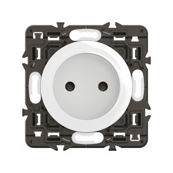 Legrand Céliane - Prise de courant sans terre - Blanc avec support - à équiper d'une plaque - Réf : CB0110-SP
