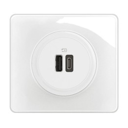 Legrand Céliane - Prise double USB 15W Type-A + Type-C - Blanc - Ensemble complet - Réf : CM0153-P