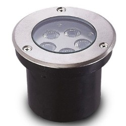 Miidex Lighting - Spot LED Encastrable Sol Rond 5W 3000K Inox 316 L - Réf : 677923