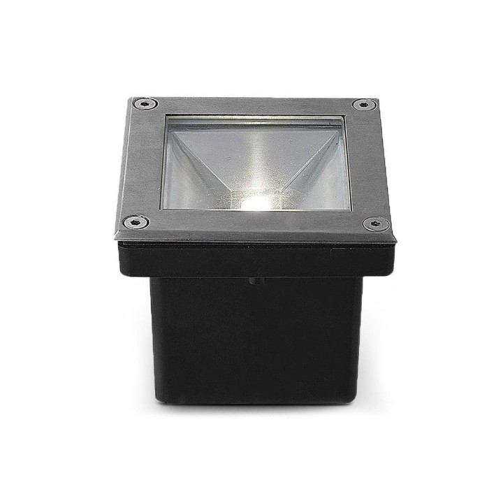 Miidex Lighting - Spot LED Encastre Sol Carré 5W 4000K Inox 316 L - Réf : 706210