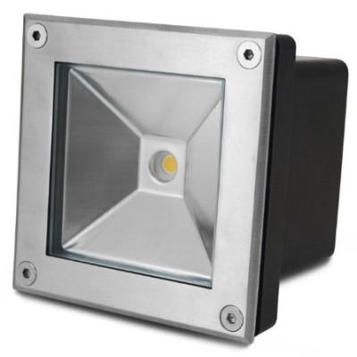 Miidex Lighting - Spot LED Encastre Sol Carré 5W 4000K Inox 316 L - Réf : 706210