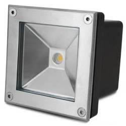 Miidex Lighting - Spot LED Encastre Sol Carré 5W 4000K Inox 316 L - Réf : 706210