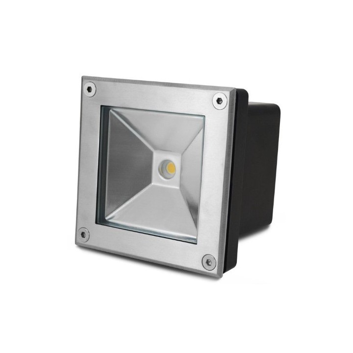 Miidex Lighting - Spot LED Encastre Sol Carré 5W 4000K Inox 316 L - Réf : 706210