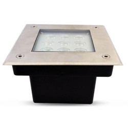 Miidex Lighting - Spot LED Encastre Sol Carré Inox 316L - 9W - 3000K - Réf : 70642