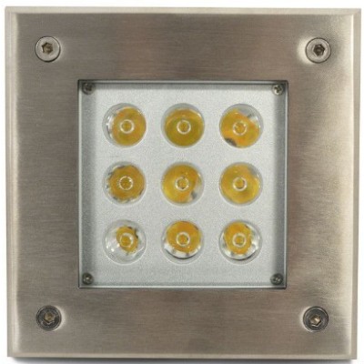 Miidex Lighting - Spot LED Encastre Sol Carré Inox 316L - 9W - 3000K - Réf : 70642