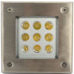 Miidex Lighting - Spot LED Encastre Sol Carré Inox 316L - 9W - 3000K - Réf : 70642