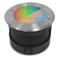 Miidex Lighting - Spot LED Encastrable Sol Rond - 9W - RGB+CCT Inox 304 - Réf : 677939