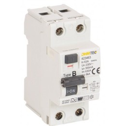 Ohmtec -  Interrupteur différentiel - 1P+N 6kA - 63A - Type B - 300mA - Réf : 423463