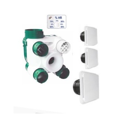 S&P - Kit VMC Simple-Flux Autoréglable - Double détection thermo-hygro - avec accessoires - Habitat T1 au T7 - Réf : 603116