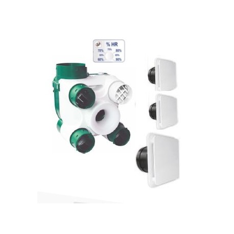 S&P - Kit VMC Simple-Flux Autoréglable - Double détection thermo-hygro - avec accessoires - Habitat T1 au T7 - Réf : 603116