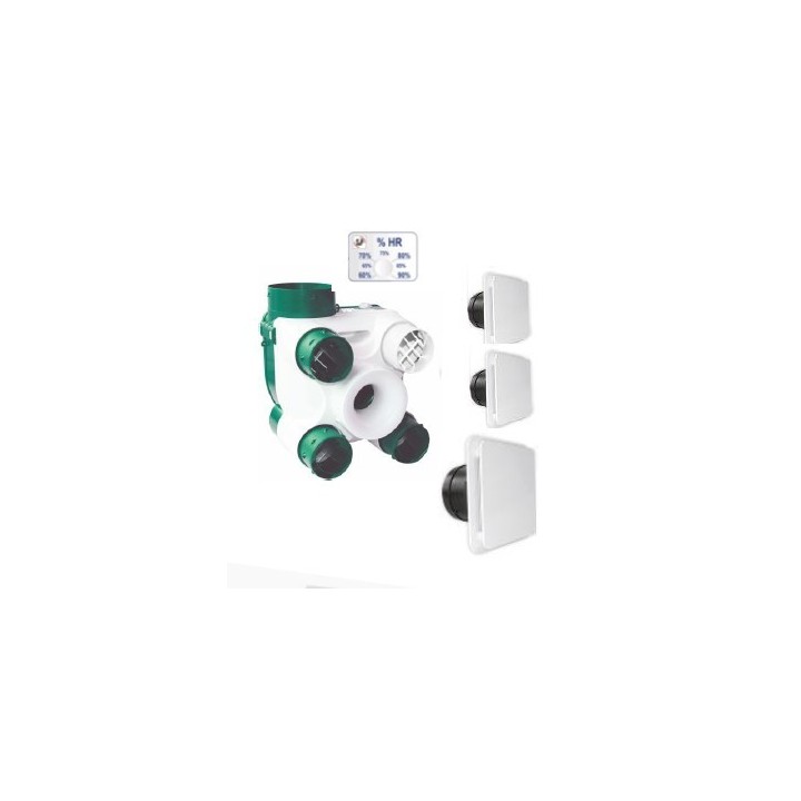 S&P - Kit VMC Simple-Flux Autoréglable - Double détection thermo-hygro - avec accessoires - Habitat T1 au T7 - Réf : 603116