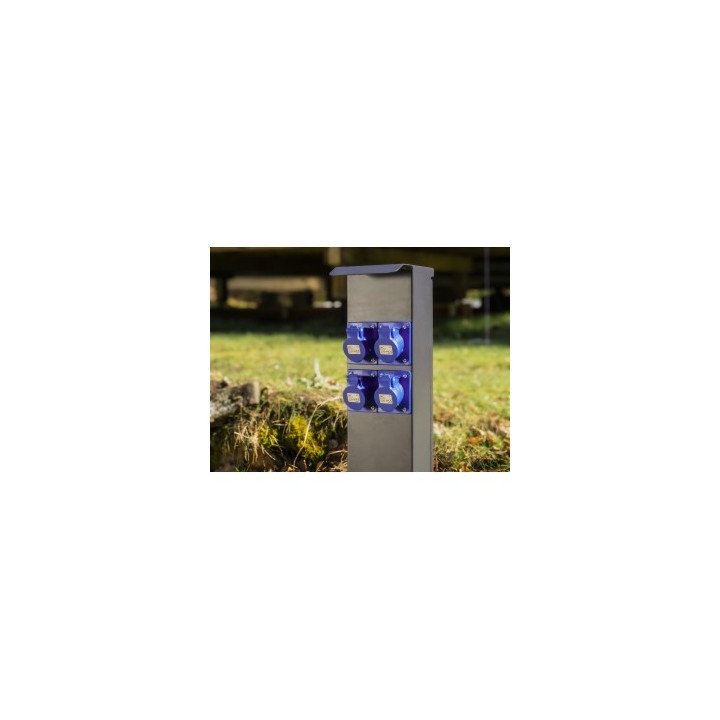 Ohmtec - Potelet 80cm de camping avec 4 prises CEE 10A et protection électrique - Réf : 423684