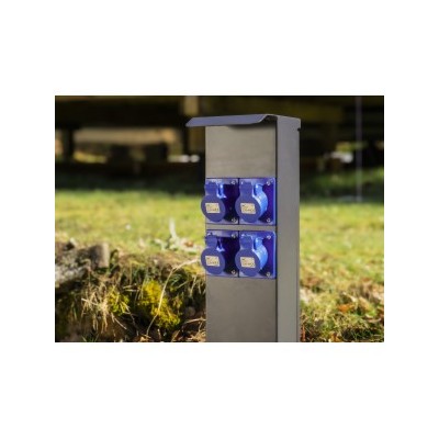 Ohmtec - Potelet 80cm de camping avec 4 prises CEE 16A et protection électrique - Réf : 423685