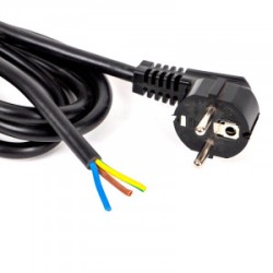Ohmtec - Cordon alimentation noir 3m avec câble de 3G1.5mm2 avec fiche 2P+T 16A moulée - Réf : 812393