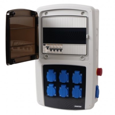 Ohmtec - Coffret de chantier 8 prises monophasées 16A avec arrêt d'urgence - Réf : 423306