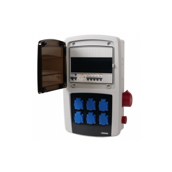 Ohmtec - Coffret de chantier 6 prises monophasées et 1 prise triphasée 32A - Réf : 423309