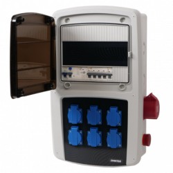 Ohmtec - Coffret de chantier 6 prises monophasées et 1 prise triphasée 16A - Réf : 423308