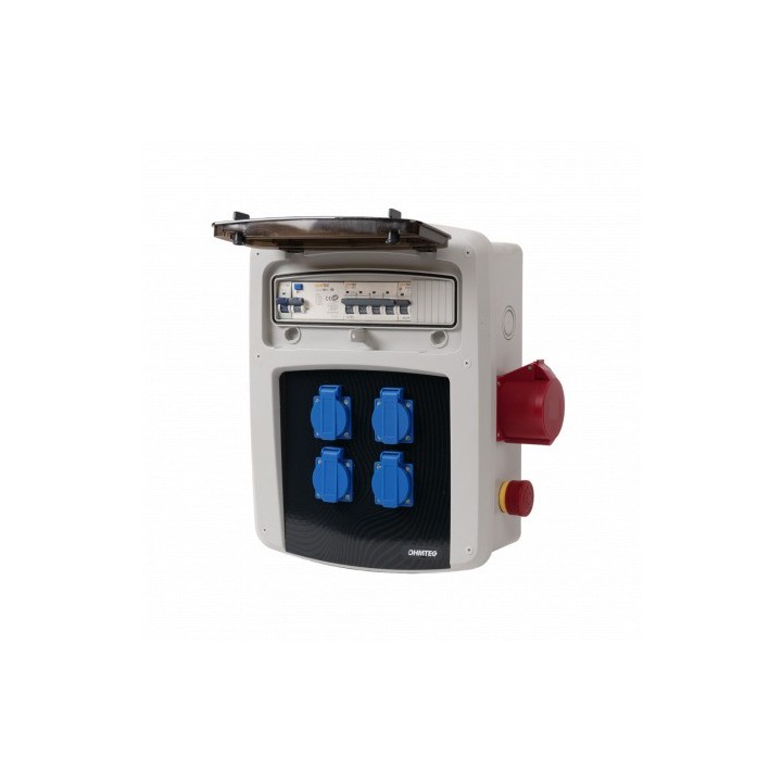 Ohmtec - Coffret de chantier avec 4 prises monophasées + 1 prise triphasée 32A - Réf : 423398