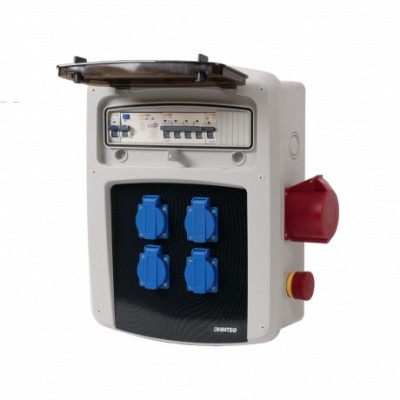 Ohmtec - Coffret de chantier avec 4 prises monophasées + 1 prise triphasée 16A - Réf : 423397