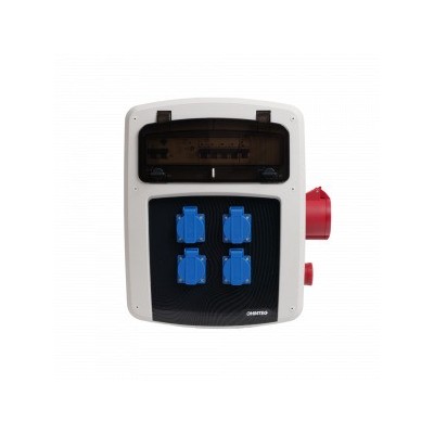 Ohmtec - Coffret de chantier avec 4 prises monophasées + 1 prise triphasée 16A - Réf : 423397