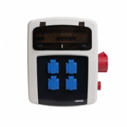 Ohmtec - Coffret de chantier avec 4 prises monophasées + 1 prise triphasée 16A - Réf : 423397