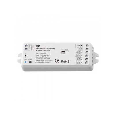 Ohmtec - Contrôleur RF 4 canaux pour ruban LED 12-24V DC - Réf : 812372