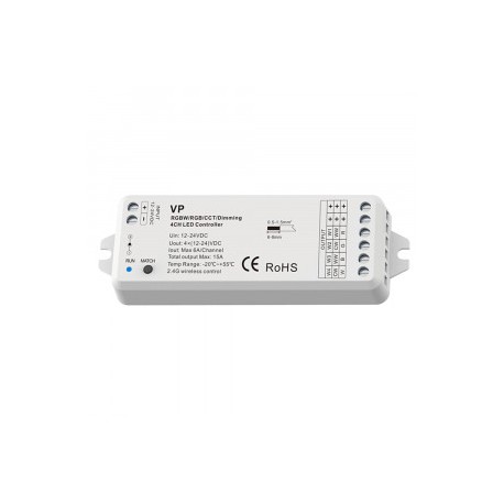 Ohmtec - Contrôleur RF 4 canaux pour ruban LED 12-24V DC - Réf : 812372