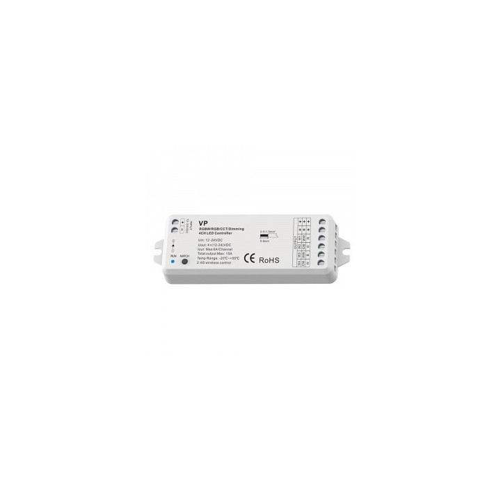 Ohmtec - Contrôleur RF 4 canaux pour ruban LED 12-24V DC - Réf : 812372