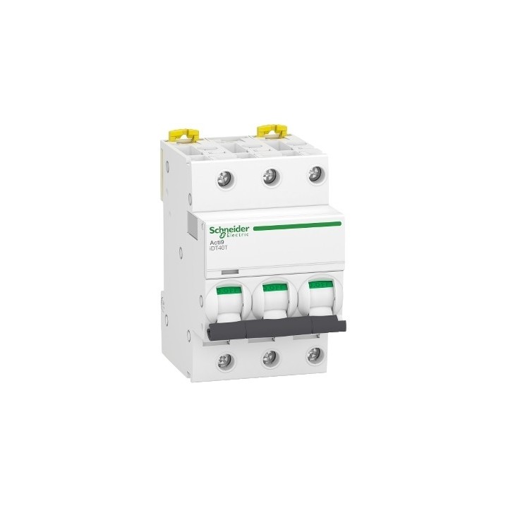 Schneider - Acti9 iDT40T - Disjoncteur modulaire - 3P - 32A - Courbe D - 4500A/6kA - Réf : A9P32332