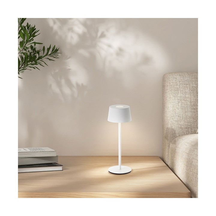 Brilliant - Jona - Lampe de table extérieur-intérieur sans fil LED - 25cm blanche - 3000K - 2W - Réf : G4090005