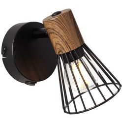 Brilliant - Manama - Applique rétro bois foncé et métal noir mat - 18W - Tête orientable - Réf : 7811176