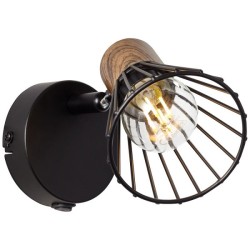 Brilliant - Manama - Applique rétro bois foncé et métal noir mat - 18W - Tête orientable - Réf : 7811176