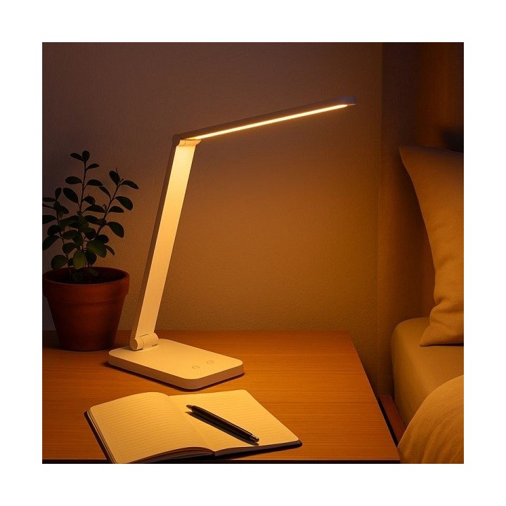 Brilliant - Lomina - Lampe de table blanche - 6W - Variateur de lumière - 3000/6500K - Réf : G6021005