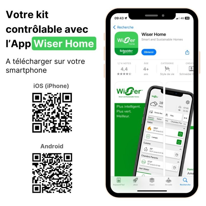 Schneider - Wiser - Kit volets roulants connecté + Capteur température/humidité et détecteur présence/luminosité -Réf: S670131DD