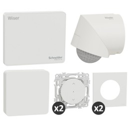 Schneider - Wiser - Kit volets roulants connecté + Capteur température/humidité et détecteur présence/luminosité -Réf: S670131DD