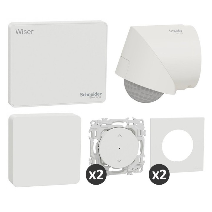 Schneider - Wiser - Kit volets roulants connecté + Capteur température/humidité et détecteur présence/luminosité -Réf: S670131DD
