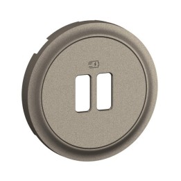 Legrand Céliane - Enjoliveur pour prise simple ou double chargeur USB - Titanium - Réf : CT0154