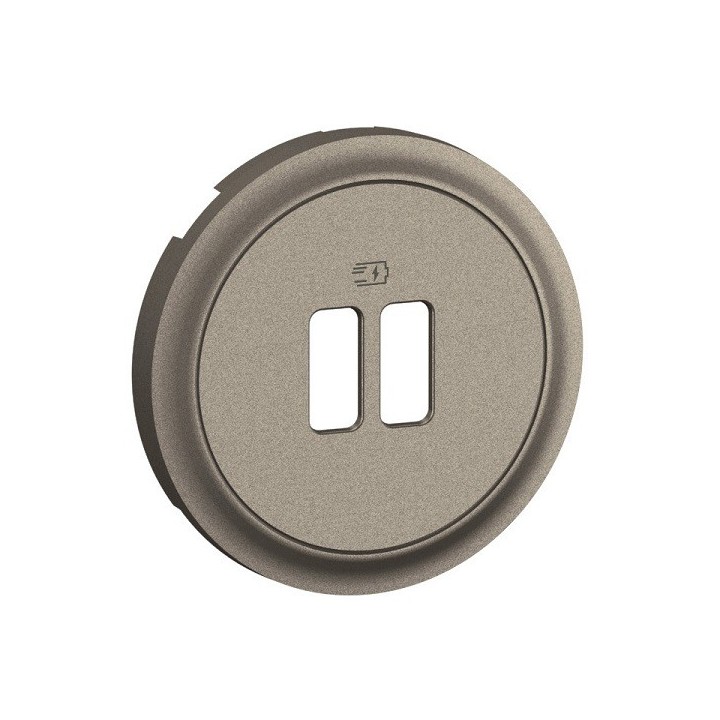 Legrand Céliane - Enjoliveur pour prise simple ou double chargeur USB - Titanium - Réf : CT0154