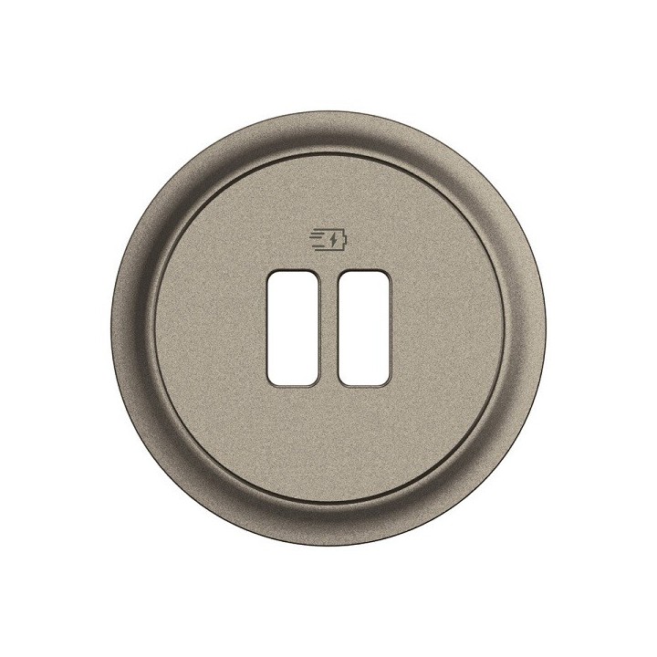 Legrand Céliane - Enjoliveur pour prise simple ou double chargeur USB - Titanium - Réf : CT0154